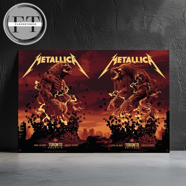 Metallica M72 Toronto Canada Venue Full Shows Combined Poster At Rogers Centre On April 24 And 26 2025 M72 North American Tour Home Decor Poster Canvas