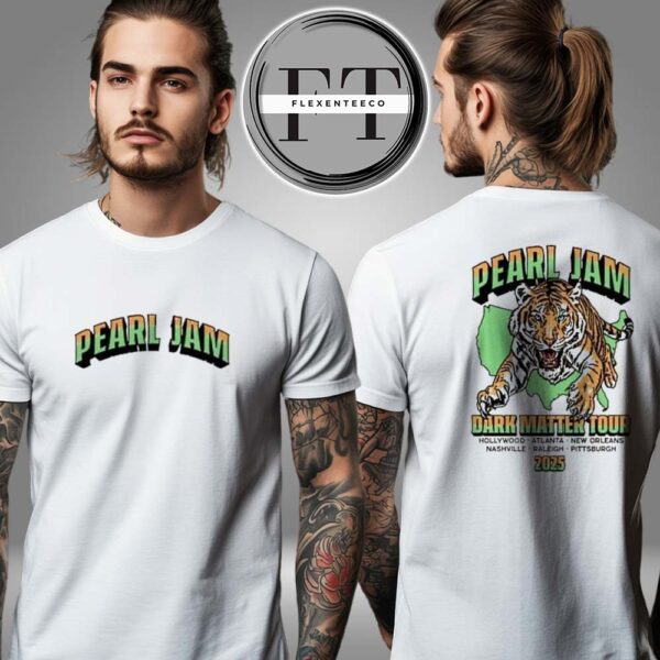 Pearl Jam Dark Matter 2025 General Tour Line Tiger Two Sided Unisex T-Shirt