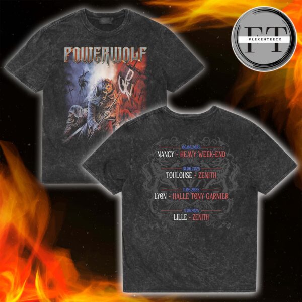 Power Wolf France 2025 Washed T-Shirt