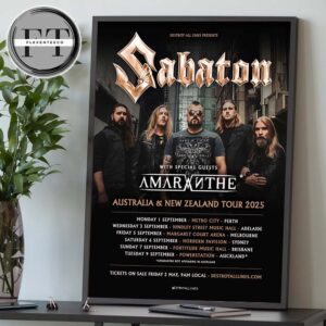 Sabaton Australia & New Zealand Tour On September 2025 Schedule Home Decor Poster Canvas