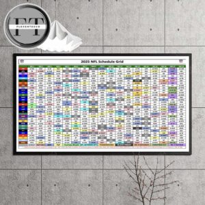 2025 NFL Schedule Grid Every Game Home Decor Poster Canvas