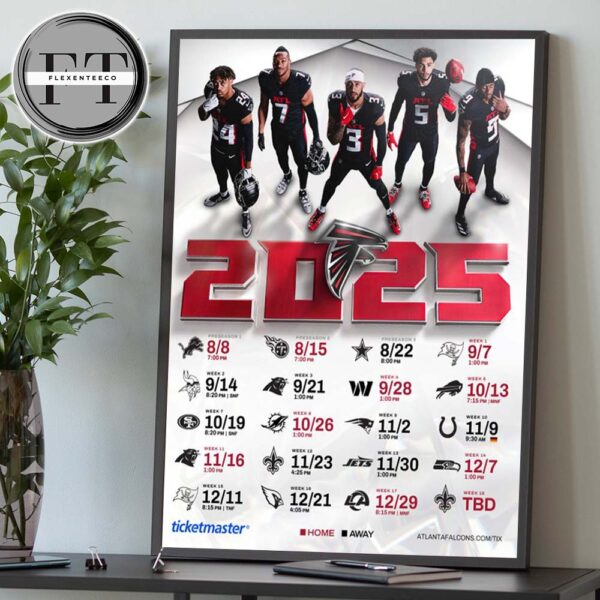 Atlanta Falcons 2025 NFL Schedule Match Dates Home Decor Poster Canvas