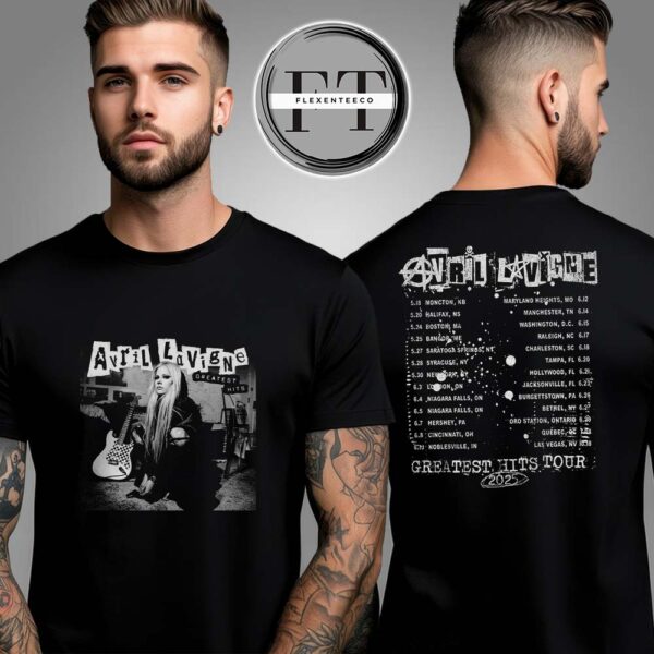 Avril Lavigne Greatest Hits Tour 2025 Dateback Two Sided Unisex T-Shirt