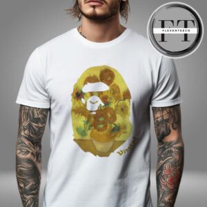 Bape x Van Gogh Museum Ape Head Canvas Art GoghSun Unisex T-Shirt