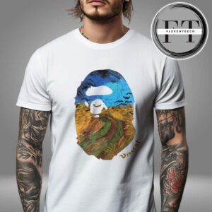 Bape x Van Gogh Museum Ape Head Canvas Art The Ape And The Wheatfield Unisex T-Shirt