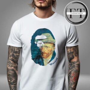 Bape x Van Gogh Museum Ape Head Canvas Art Van Gogh Ape Vision Unisex T-Shirt
