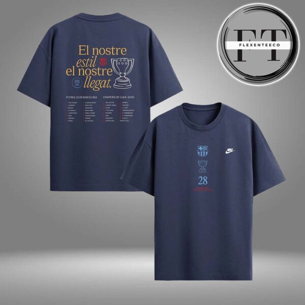 Barcelona x Nike La Liga Winners 2025 Line Up Squad Two Sided Unisex T-Shirt