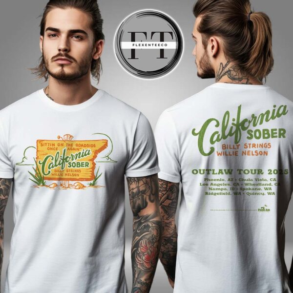 Billy Strings Spring Tour 2025 California Sober Cities Taylor Rushing Two Sided Unisiex T-Shirt