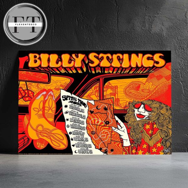 Billy Strings Spring Tour On May 13-25 2025 Schedule Outlaw Music Festival Home Decor Poster Canvas