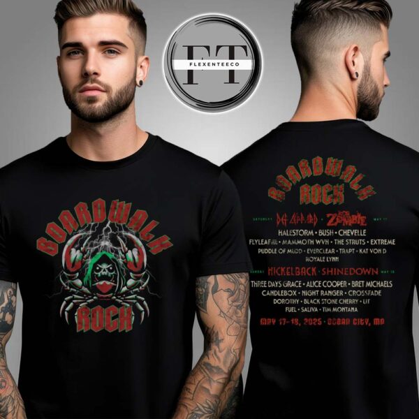 Boardwalk Rock At Ocean City MD On May 17-18 2025 Crab Line Up Two Sided Unisex T-Shirt