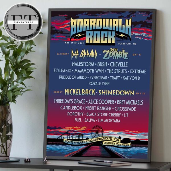 Boardwalk Rock At Ocean City MD On May 17-18 2025 Fan Gifts Line Up Home Decor Poster Canvas