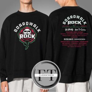Boardwalk Rock At Ocean City MD On May 17-18 2025 Rose Lineup Skeleton Two Sided Sweatershirt
