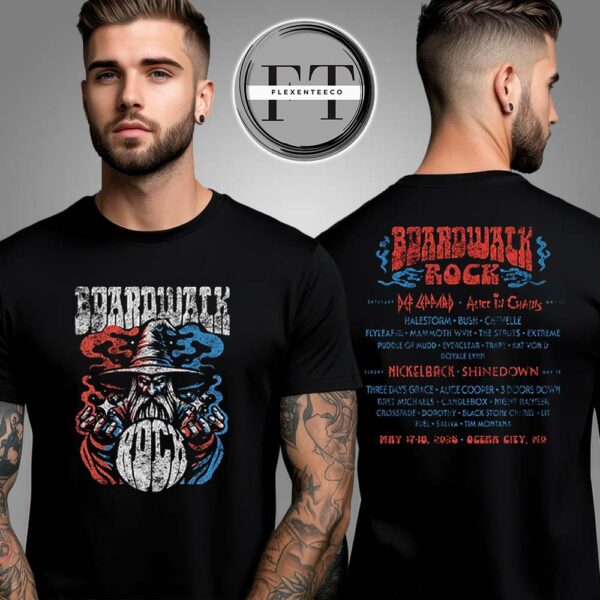 Boardwalk Rock At Ocean City MD On May 17-18 2025 Wizard Of Rock Line Up Two Sided Unisex T-Shirt