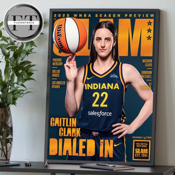 Caitlin Clark From Iowa Hawkeyes x SLAM 256 Tribute Poster Cover 2025 WNBA Season Preview Dailed In Orange Metal Home Decor Poster Canvas