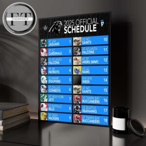Carolina Panthers 2025 NFL Schedule Match Up Home Decor Poster Canvas