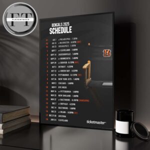 Cincinnati Bengals 2025 NFL Schedule Home Decor Poster Canvas