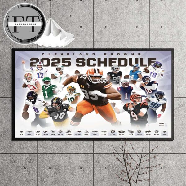 Cleveland Browns 2025 NFL Schedule Home Decor Poster Canvas
