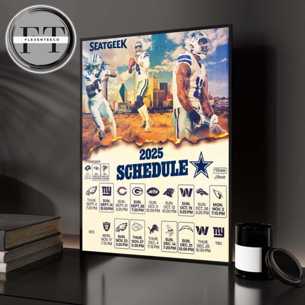 Dallas Cowboys 2025 NFL Schedule Home Decor Poster Canvas