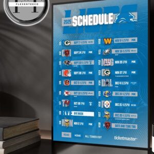 Detroit Lions 2025 NFL Schedule Home Decor Poster Canvas