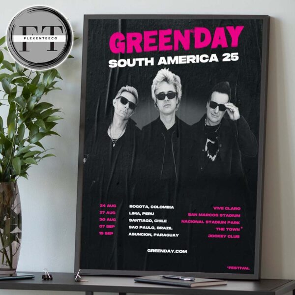 Greenday South America 25 Tour Schedule Home Decor Poster Canvas