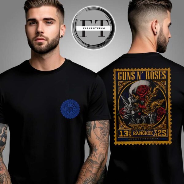 Gun N Rose At Thunderdome Stadium In Muang Thong Thani Bangkok TH On May 13 World Tour 2025 Exclusive Thailand Event Two Sided Unisex T-Shirt