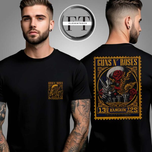 Gun N Rose At Thunderdome Stadium In Muang Thong Thani Bangkok TH On May 13 World Tour 2025 Store Exclusive Thailand Two Sided Unisex T-Shirt