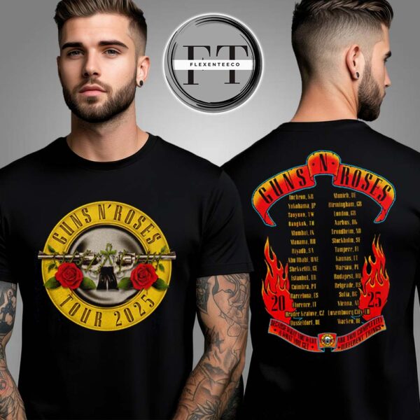 Gun N Rose Bullet Logo World Tour 2025 Two Sided Unisex T-Shirt