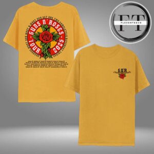 Gun N Rose Rose Cross Gold World Tour 2025 Two Sided Unisex T-Shirt