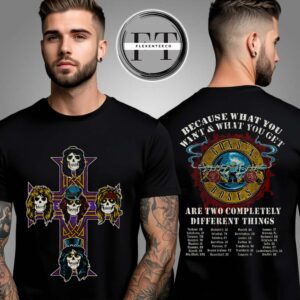 Gun N Rose Vintage Cross World Tour 2025 Two Sided Unisex T-Shirt
