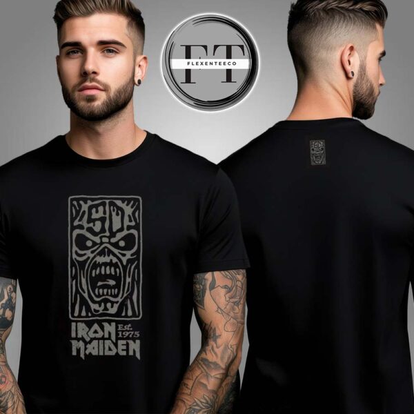 Iron Maiden 50th Logo Stamp Stonewashed IM50 Run For Your Lives Tour Two Sided Unisex T-Shirt