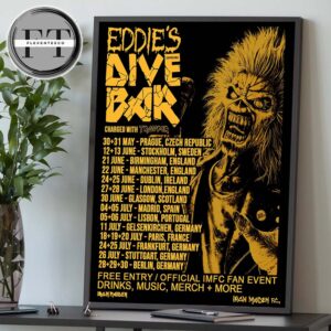 Iron Maiden Eddie Dive Bar Run For Your Lives Tour 2025 Home Decor Poster Canvas