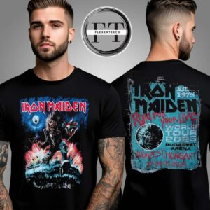 Iron Maiden Run For Your Lives 2025 Tour Merchandise From The Historic Budapest Arena Two Sided Unisex T-Shirt