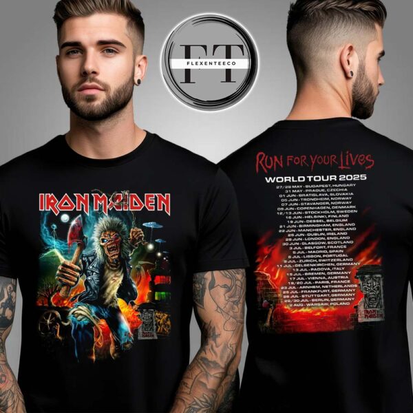 Iron Maiden Run For Your Lives 2025 Tour Two Sided Unisex T-Shirt