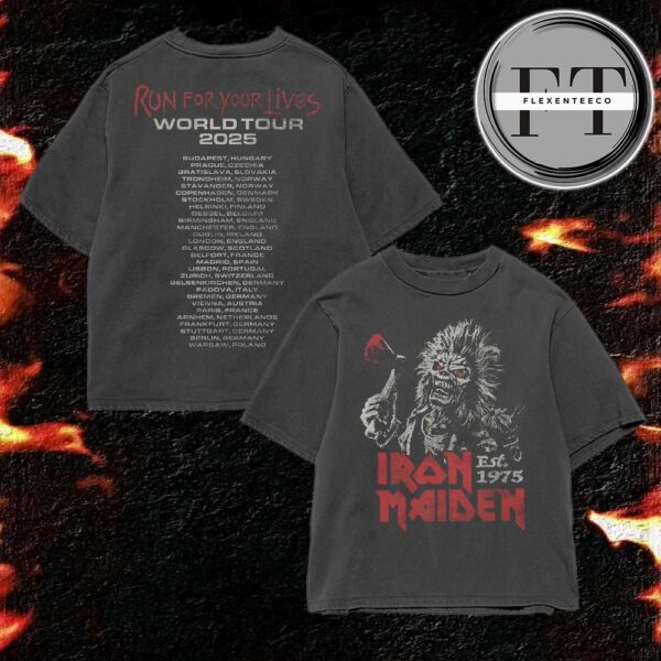 Iron Maiden Run For Your Lives 2025 Tour Washed T-Shirt