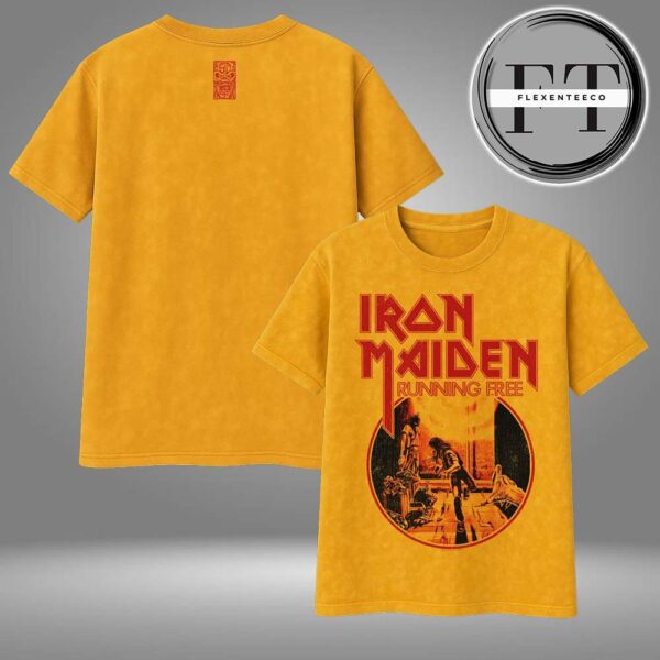 Iron Maiden Running Free Vintage Gold IM50 Run For Your Lives Tour Two Sided Washed T-Shirt