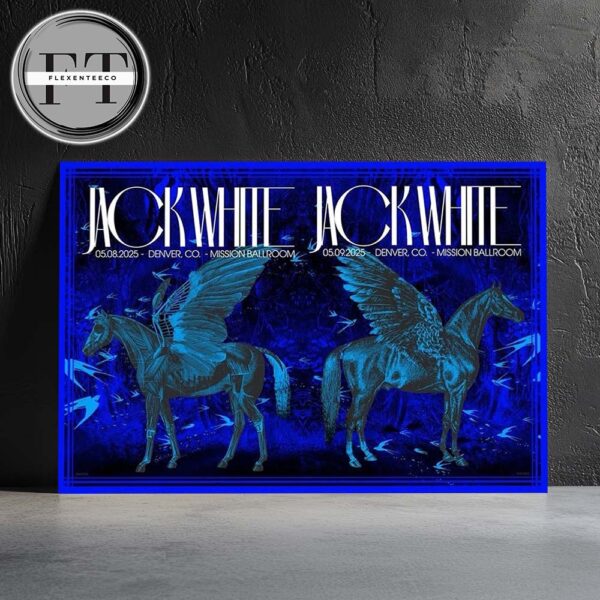 Jack White Full Shows Combined Poster At Mission Ballroom In Denver CO On May 8 2025 And May 9 2025 Home Decor Poster Canvas