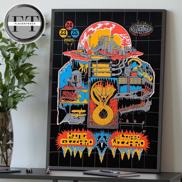 King Gizzard And The Lizard Wizard At Poble Espanyol In Barcelona Spain On May 23-24-25 2025 Home Decor Poster Canvas