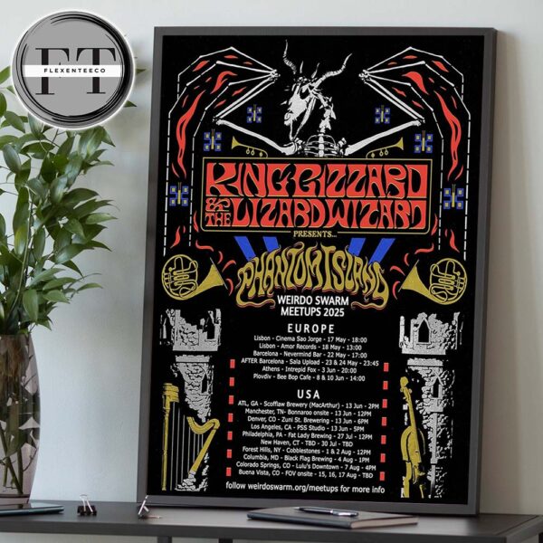 King Gizzard Weirdo Swarm Meetups 2025 Tour Dates Home Decor Poster Canvas