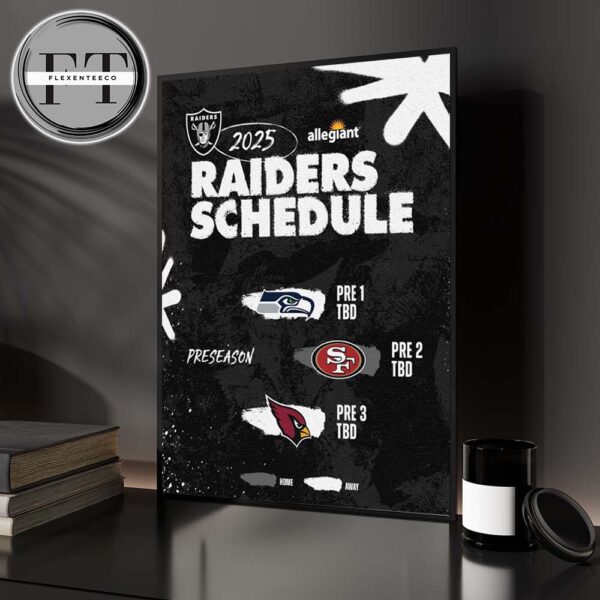 Las Vegas Raiders 2025 NFL Schedule Preseason Home Decor Poster Canvas