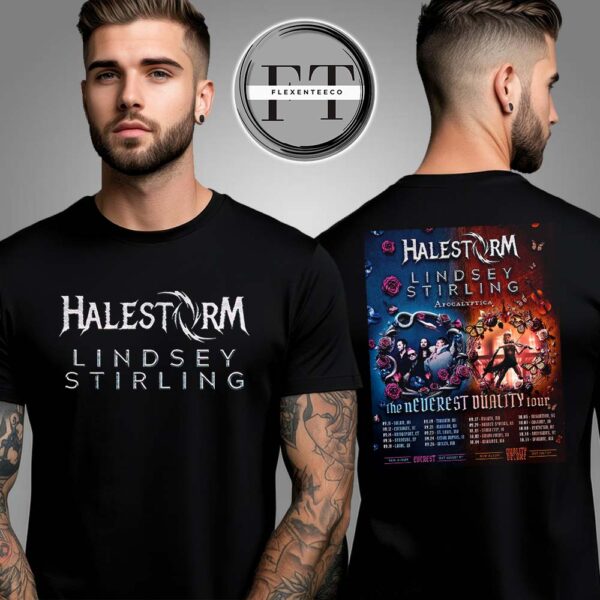 Lindsey Stirling And Halestorm The Neverest Deality Tour 2025 Schedule Two Sided Unisex T-Shirt