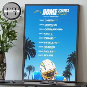 Los Angeles Chargers 2025 NFL Schedule Home Match Home Decor Poster Canvas