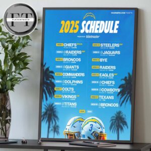 Los Angeles Chargers 2025 NFL Schedule Match Dates Home Decor Poster Canvas