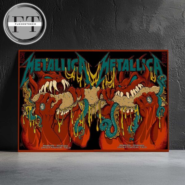 Metallica M72 Full Shows Combined Poster At Lincoln Financial Field In Philadelphia Pennsylvania United States On May 23 And May 25 2025 M72 North American Tour Unisex T-Shirt