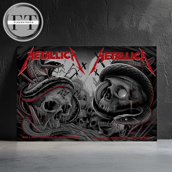 Metallica M72 Nashville Venue Full Shows Combined Poster At Nissan Stadium On May 1 And May 3 2025 M72 North American Tour Home Decor Poster Canvas