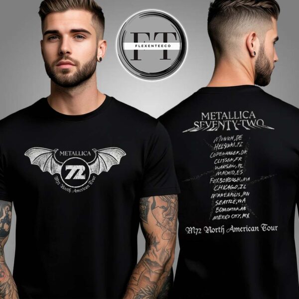 Metallica M72 North American Tour Shop Merch Schedule Two Sided Unisex T-Shirt