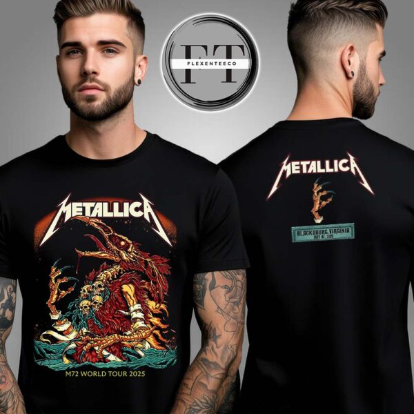 Metallica M72 Virginia Tech Pop Up Shop At Lane Stadium In  Blacksburg Virginia United States On May 7 2025 Two Sided Unisex T-Shirt