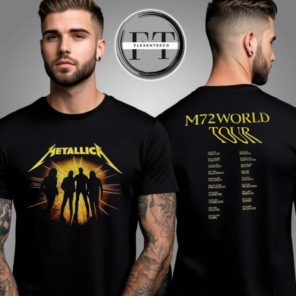 Metallica M72 World Tour 2025 Merch Tee Album Cover With Tour Dates Two Sided Unisex T-Shirt