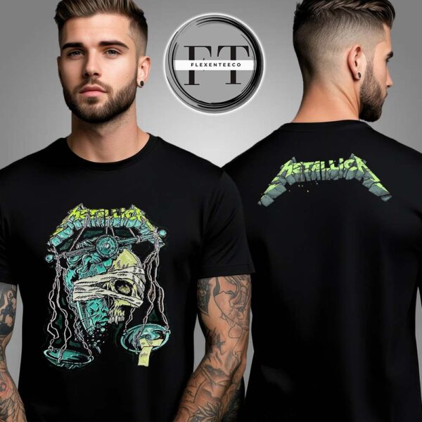 Metallica x Pull The Plug Patches Limited Edition Poster And Justice For All Two Sided Unisex T-Shirt