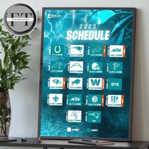 Miami Dolphins 2025 NFL Schedule Match Dates Home Decor Poster Canvas