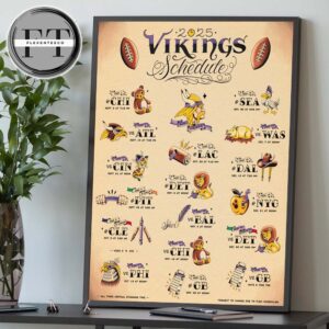 Minnesota Vikings 2025 NFL Schedule Match Dates Home Decor Poster Canvas